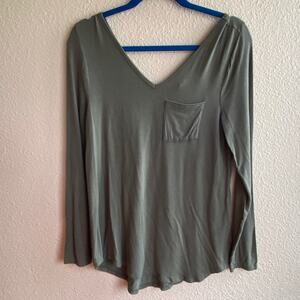 Pink Republic Double Vneck Green Long Sleeve Med